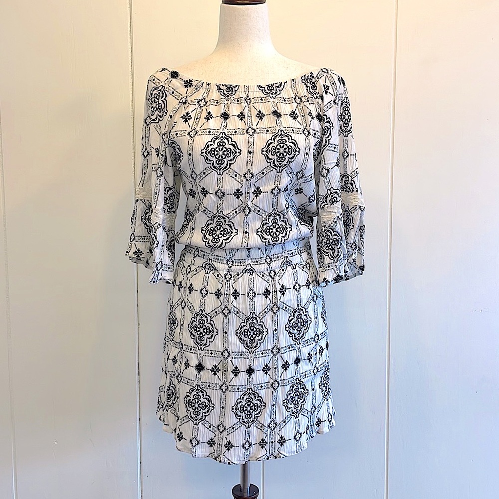 Rare Flying Tomato Dress Medium Blk & White Great Condition Flapper Elastic Lace